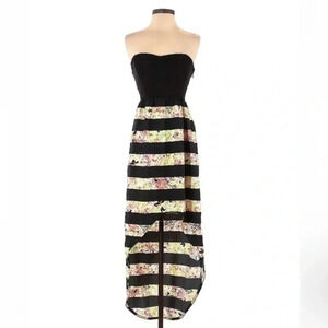 Hurley | Scout Strapless High Low Stripes Floral Maxi Dress Size S Small